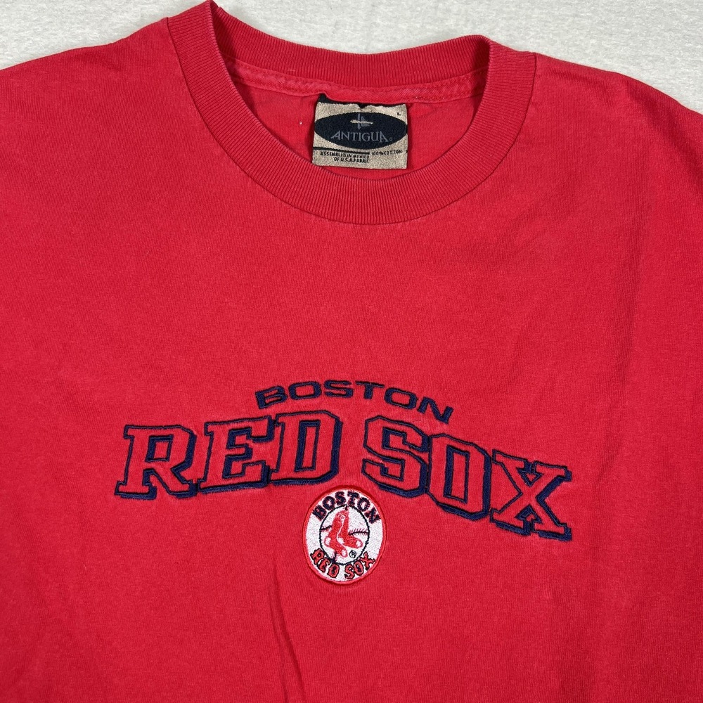 VTG Boston‎ Red Sox MLB Tee Mens Large Red Graphic Embroidered Logo Antigua